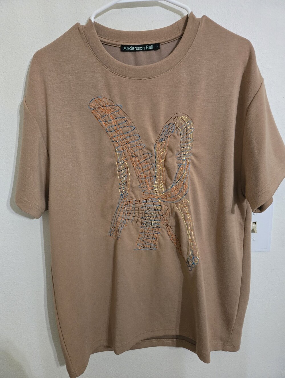 Andersson Bell Men's Tan Embroidered Logo Tee